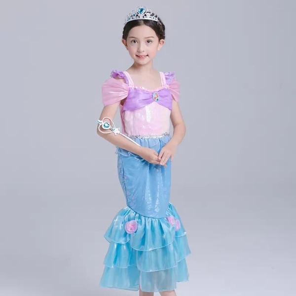 Imagem de Vestido Fantasia Princesa Seria Azul e Roxo Calda Paetê