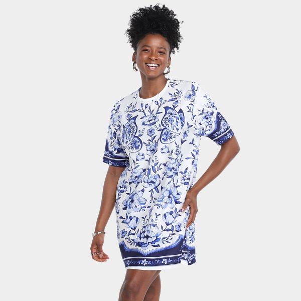 Vestido Farm T-Shirt Jardim de Porcelena Feminino Vestido Farm T-Shirt Jardim de Porcelena Feminino