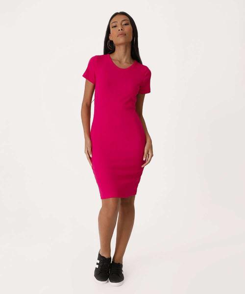 Vestido Feminino Canelado Manga Curta Marisa-02066