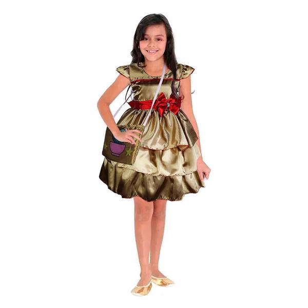 Imagem de Vestido Festa Junina Bebe Menina de Luxo Cangaceira Com Bolsa e Lação