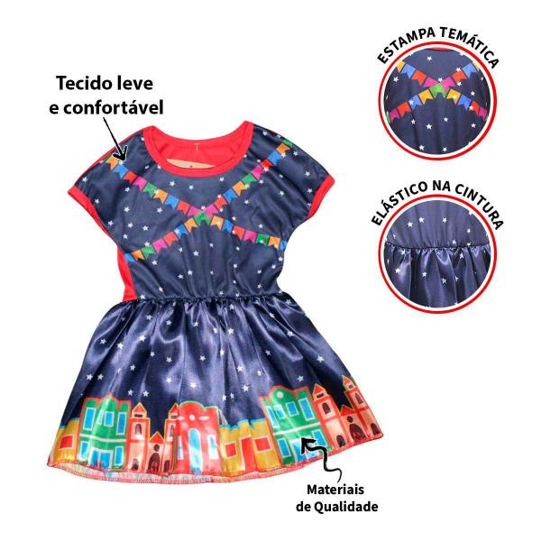 Imagem de Vestido Festa Junina Infantil Barato pra Menina Com Bandeirinhas P - 2