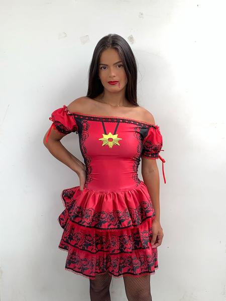 Imagem de Vestido Halloween Vampira Luxo Infantil e Adulto Entrega Rápida