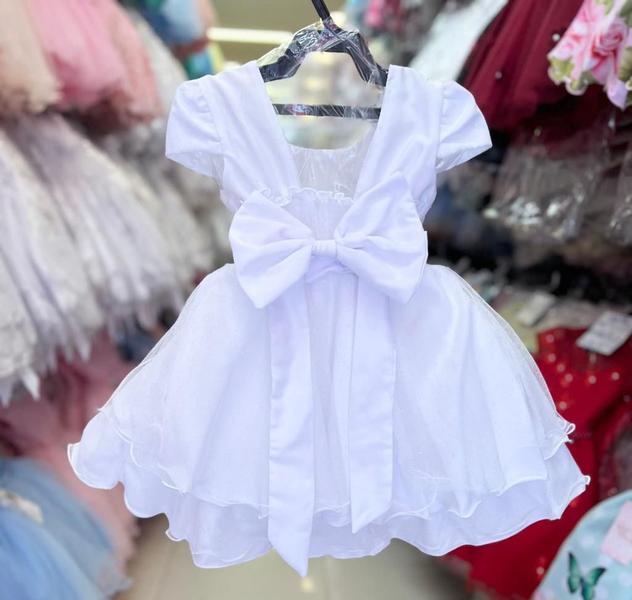 Vestido infantil batizado bebe branco recem nascido a ano