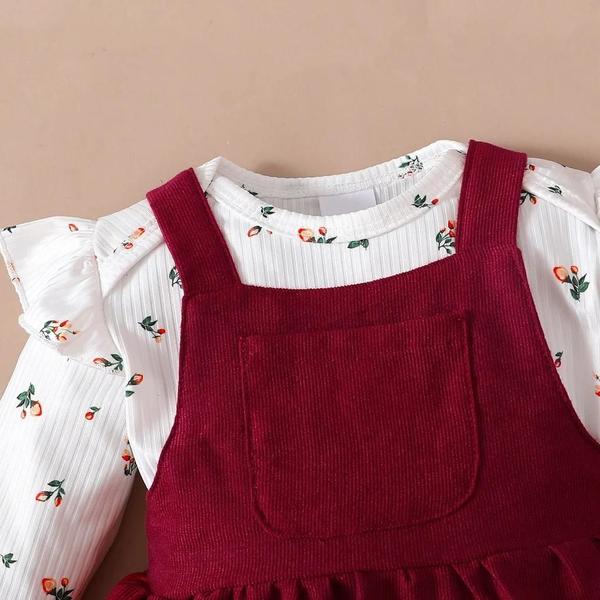 Imagem de Vestido Infantil de Princesa com Manga Longa e Macacão Vermelho