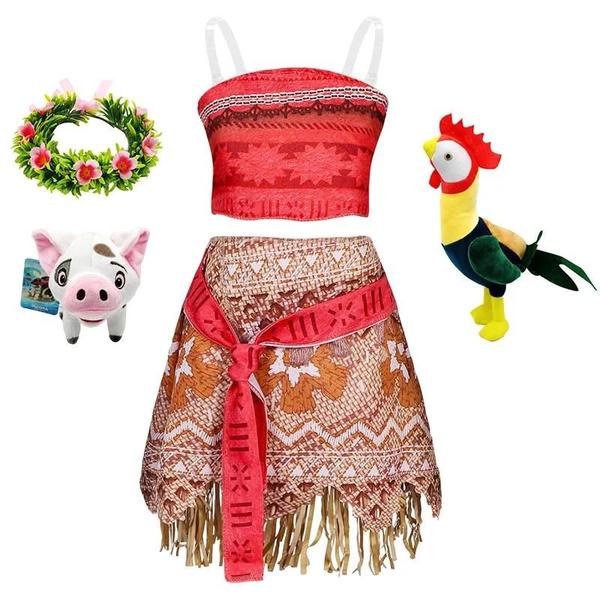Vestido Infantil de Princesa Moana Fantasia para Festa e Cosplay