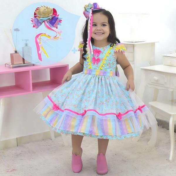 Imagem de Vestido infantil Festa Junina Pop IT + 1 Laço de Cabelo - Luxuoso