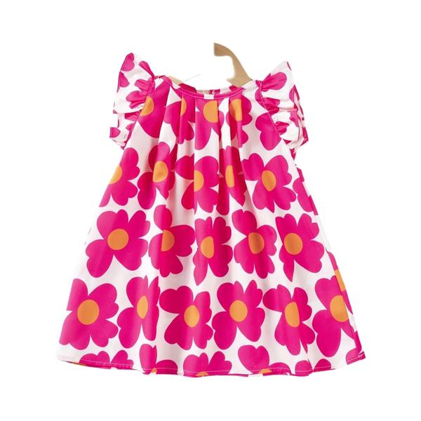 Imagem de Vestido Infantil Floral de Princesa - Manga Voadora - Atacado