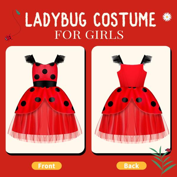 Imagem de Vestido Infantil Ladybug INNOCHEER (2 a 10 anos) - com 2 Acessórios