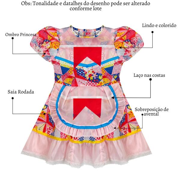 Imagem de Vestido Infantil Menina Festa Junina São João Xadrez Babado Renda Vestidinho Arraiá Quadrilha Criança Moda Fashion 