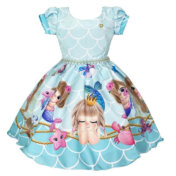 Imagem de Vestido Infantil Sereia Baby Azul Claro