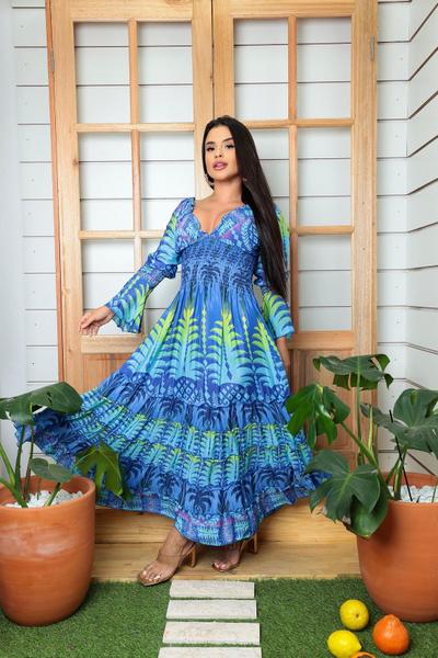 Vestido Longo Seda Indiana Unica Moda Boho Chic Hipie 333