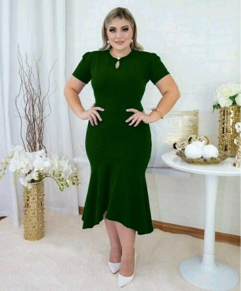 Imagem de Vestido Midi Botão Na Gola Moda Evangélica Feminina