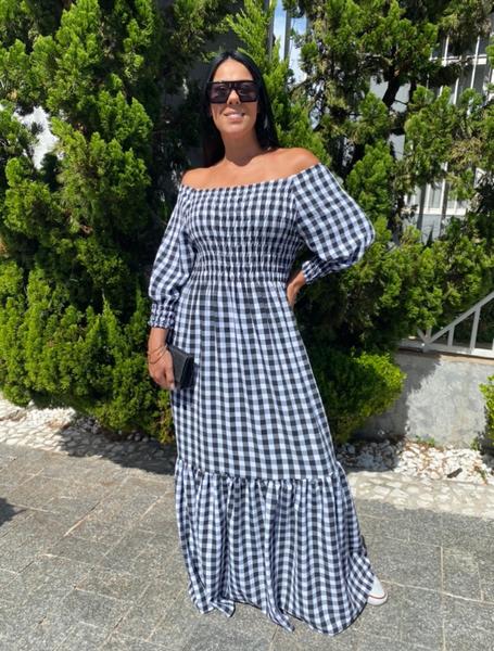 Vestido plus size longo xadrez ajustável ao corpo adulto festa