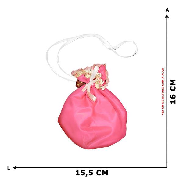 Imagem de Vestido Rosa de Festa Junina pra Mulher Adulta de Luxo Rodado Com Bandeirinhas e Bolsa