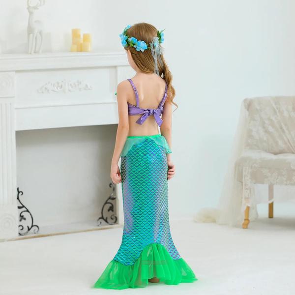 Imagem de Vestido Sereia Ariel para Meninas - Fantasia de Princesa para Festa e Halloween