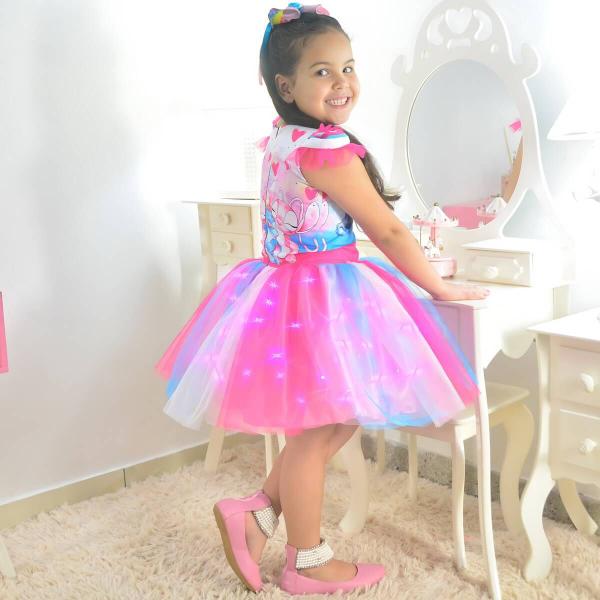 Imagem de Vestido Stitch e Angel - Saia Tutu Colorido com LED