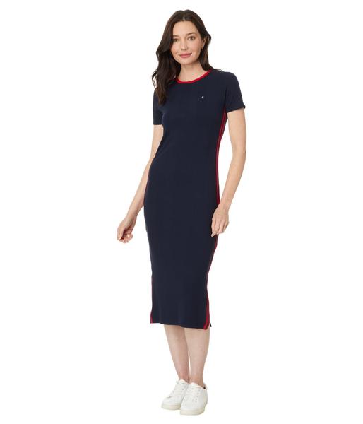 Imagem de Vestido Tommy Hilfiger Ribbed Midi para mulheres Sky Captain S