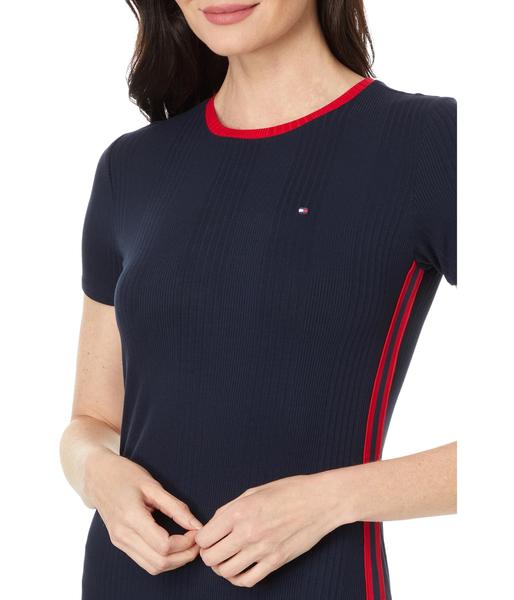 Imagem de Vestido Tommy Hilfiger Ribbed Midi para mulheres Sky Captain S