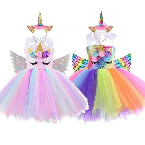 Imagem de Vestido Tutu de Unicórnio Pastel para Meninas - Festa de Aniversário, Halloween e Cosplay