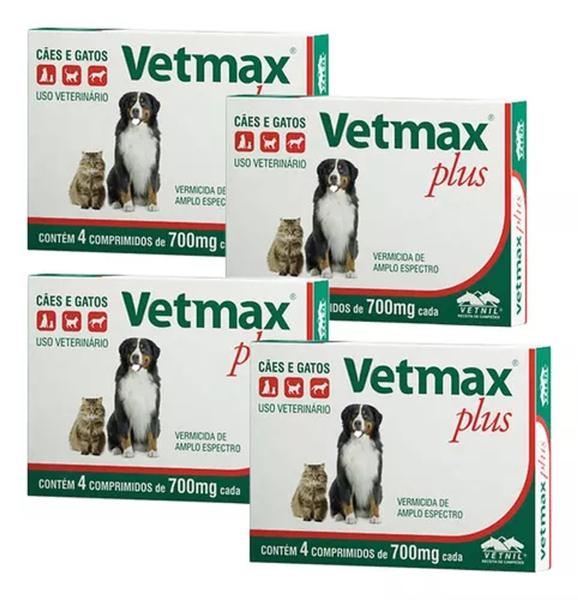 Imagem de Vetmax Plus 700mg Vetnil 4 Comp. Cães E Gatos Kit Com 4