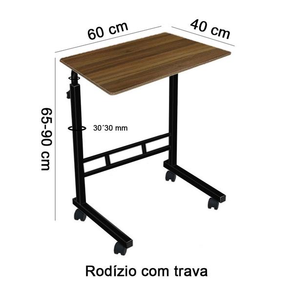 Imagem de Vexmate Preta Mesa Multiuso Mesinha para Notebook Altura Ajustavel com Rodinhas