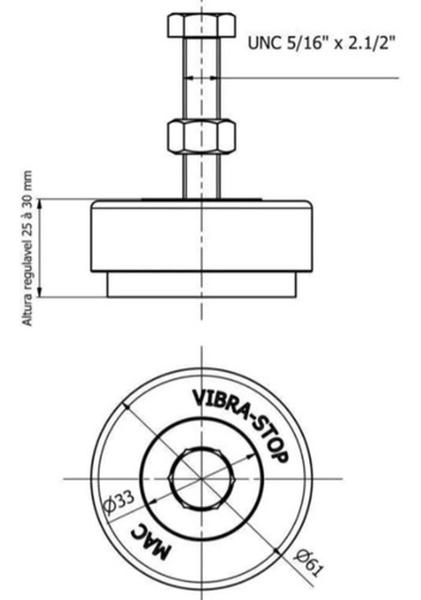 Vibra-Stop Mac Antivibratório 200 Kg / 800 Kg Rosc 5/16 Pol Imagem de Vibra-Stop Mac Antivibratório 200 Kg / 800 Kg Rosc 5/16 Pol