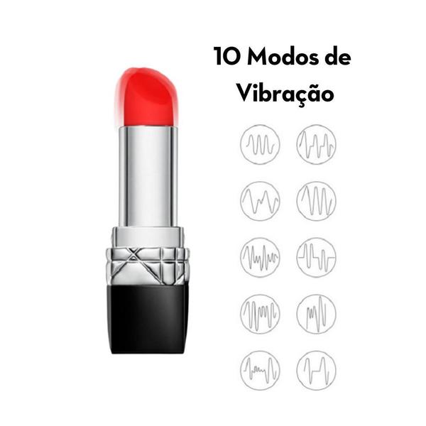 Imagem de Vibrador Batom Recarregável Discreto Elétrico Massageador Pequeno LUXO