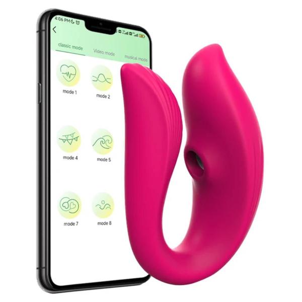 Imagem de Vibrador Bluetooth Sugador de Clitóris e Ponto G Controle a Distância via Aplicativo