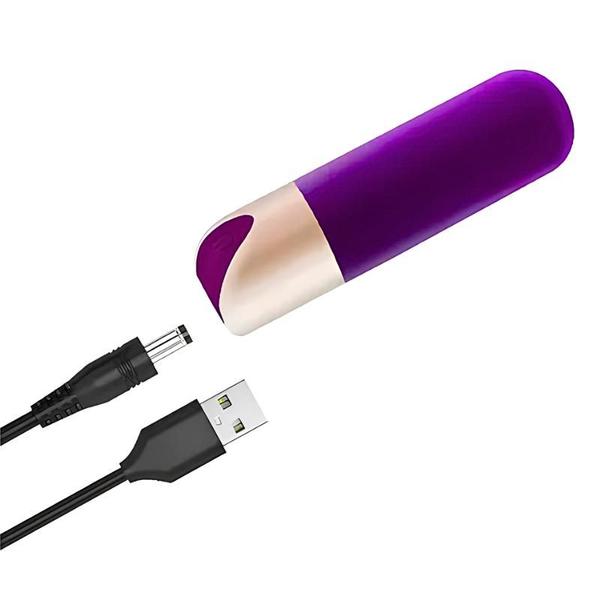 Imagem de Vibrador Bullet Recarregável com Toque Aveludado e 10 Velocidades Roxo