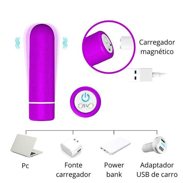 Imagem de Vibrador Bullet Recarregável Ultra Forte com Controle Remoto Seed S-Hande Roxo