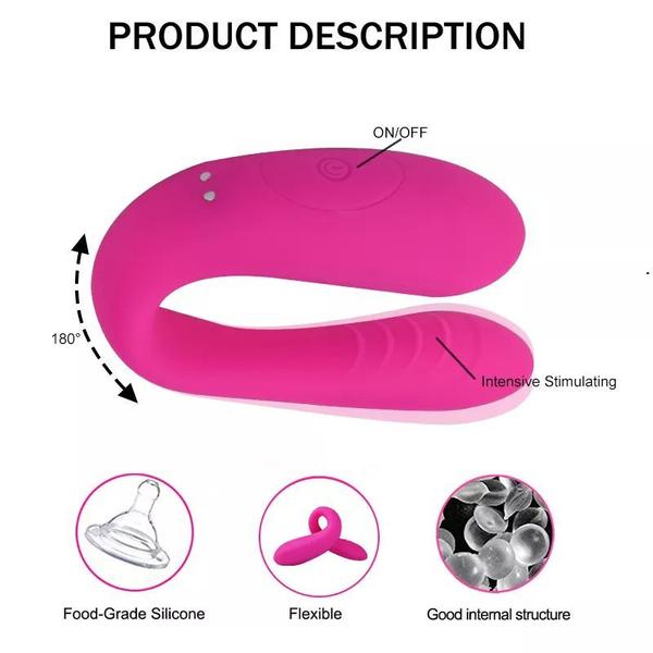 Imagem de Vibrador Casal Controle Remoto U + Sugador de clitóris + 10 Velocidades Recarregável Sem fio Estimulador Masturbador Mul