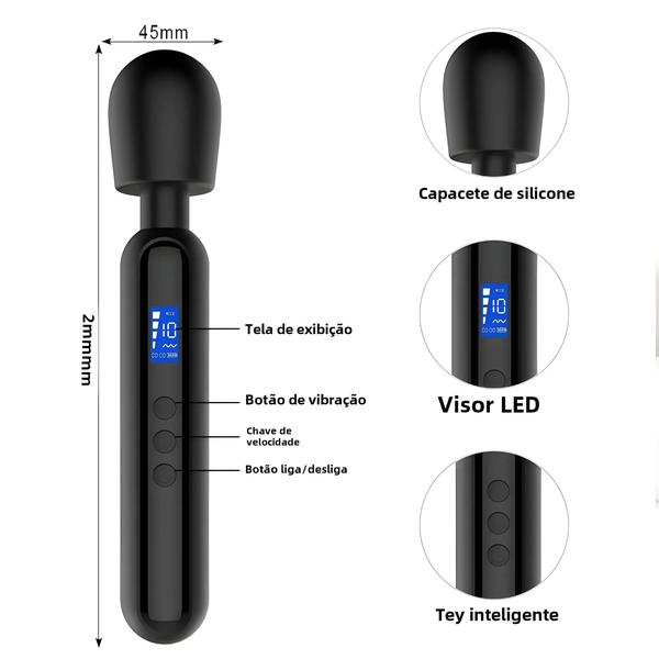 Imagem de Vibrador de Silicone à Prova d'Água com 10 Frequências e 4 Modos - Temporizador LCD