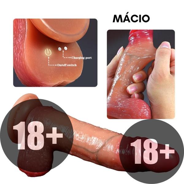 Imagem de Vibrador Dildo Prótese Controle Aplicativo 20cm x 3,5cm Silicone Vai e Vem Aquecimento