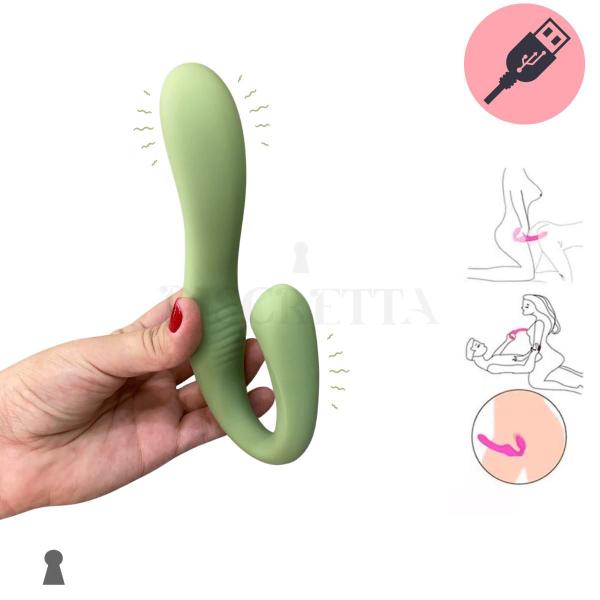 Imagem de Vibrador Duplo Motor Strapless com Estimulador Lesbica ou Inversão de Papéis