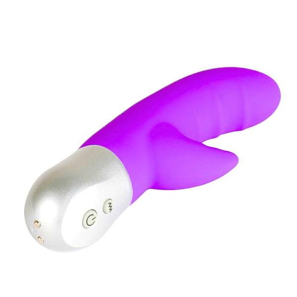 Imagem de Vibrador Duplo para Ponto G e Clitóris com Saliências Recarregável e 10 Vibrações Roxo