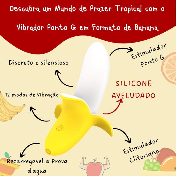 Imagem de Vibrador e Estimulador Ponto G e Clitóris Formato de Banana com 12 Modos de Vibrações Recarregável a prova d'agua