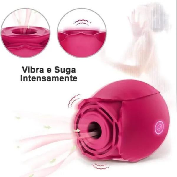 Imagem de Vibrador Estimulador Massageador Clitóris Mamilos Formato Rosa 7 Vibrações