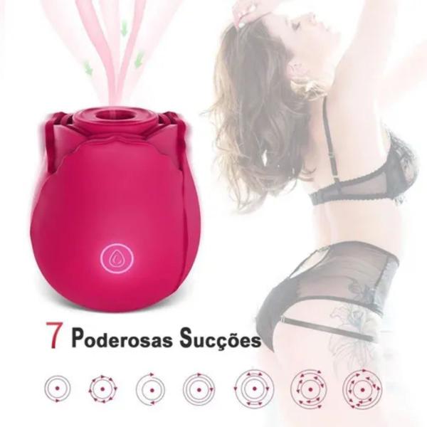 Imagem de Vibrador Estimulador Massageador Clitóris Mamilos Formato Rosa 7 Vibrações