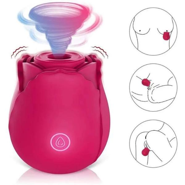 Imagem de Vibrador Estimulador Massageador Clitóris Mamilos Formato Rosa 7 Vibrações