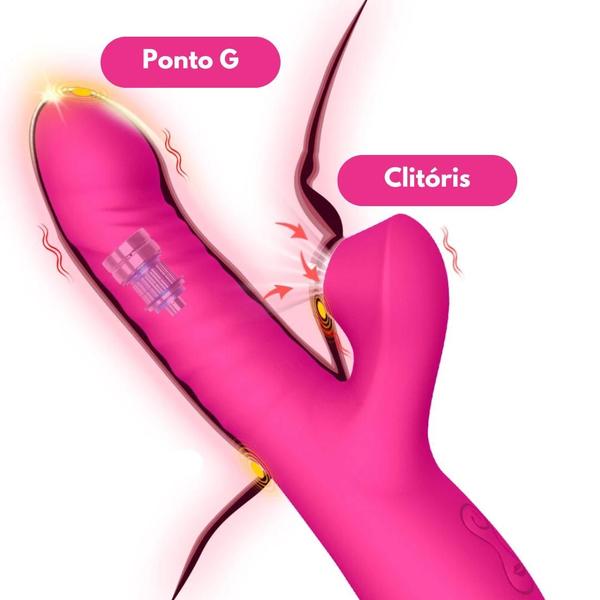 Imagem de Vibrador Estimulador Vai e Vem com Sugador Clitoriano 10 Vibrações