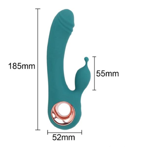 Imagem de Vibrador Feminino Coelho Verde à Prova dÁgua Recarregável para Ponto G 10 Modos de Velocidade