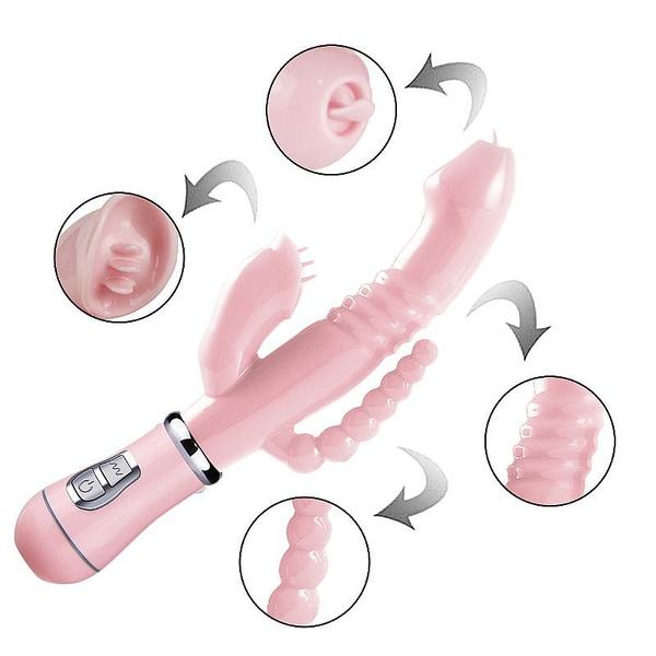 Imagem de Vibrador Feminino Estímulo Triplo Macio Potente Vaginal Anal - PILHA