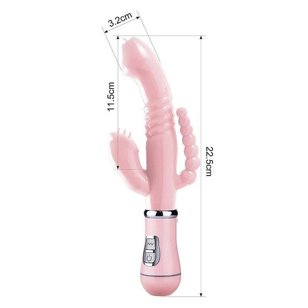 Imagem de Vibrador Feminino Estímulo Triplo Macio Potente Vaginal Anal - PILHA