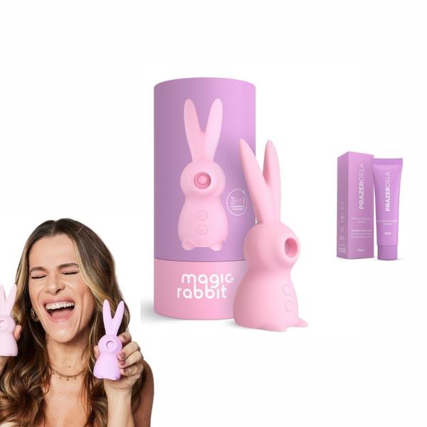 Imagem de Vibrador Feminino Ingrid Guimarães Magic Rabbit Rosa + Gel