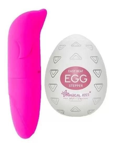 Vibrador Feminino Ponto G Estimulador Clitóris + EGG Masturbador Masculino Sex Shop - Magical Kiss Imagem de Vibrador Feminino Ponto G Estimulador Clitóris + EGG Masturbador Masculino Sex Shop