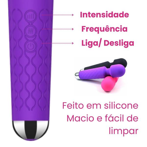 Imagem de Vibrador Feminino Varinha Mágica Potente Clitóris 20 Modos