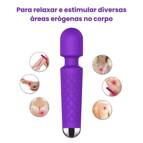 Imagem de Vibrador Feminino Varinha Mágica Potente Clitóris 20 Modos