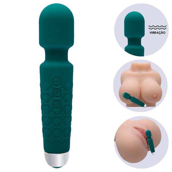 Imagem de Vibrador Massageador Varinha Mágica Recarregável 20 Vibrações USB