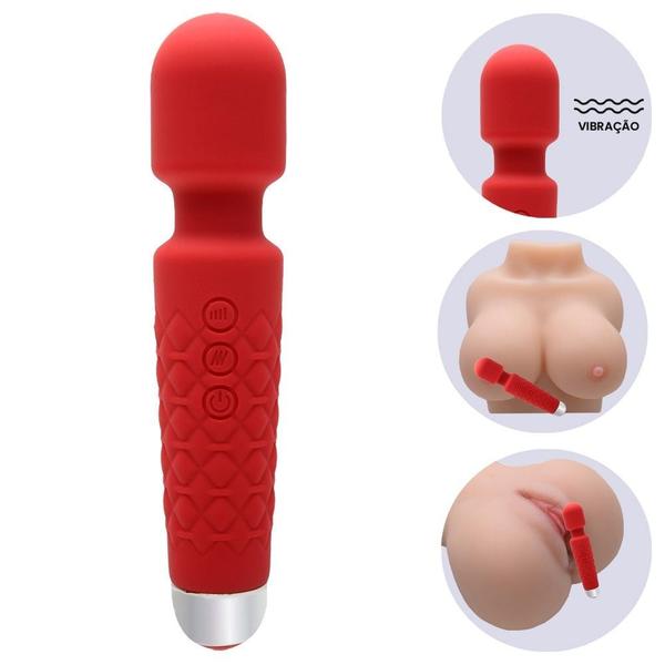 Imagem de Vibrador Massageador Varinha Mágica Recarregável 20 Vibrações USB