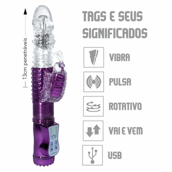 Imagem de Vibrador rotativo vai e vem com 36 nível de pulsação e estimulador vip mix